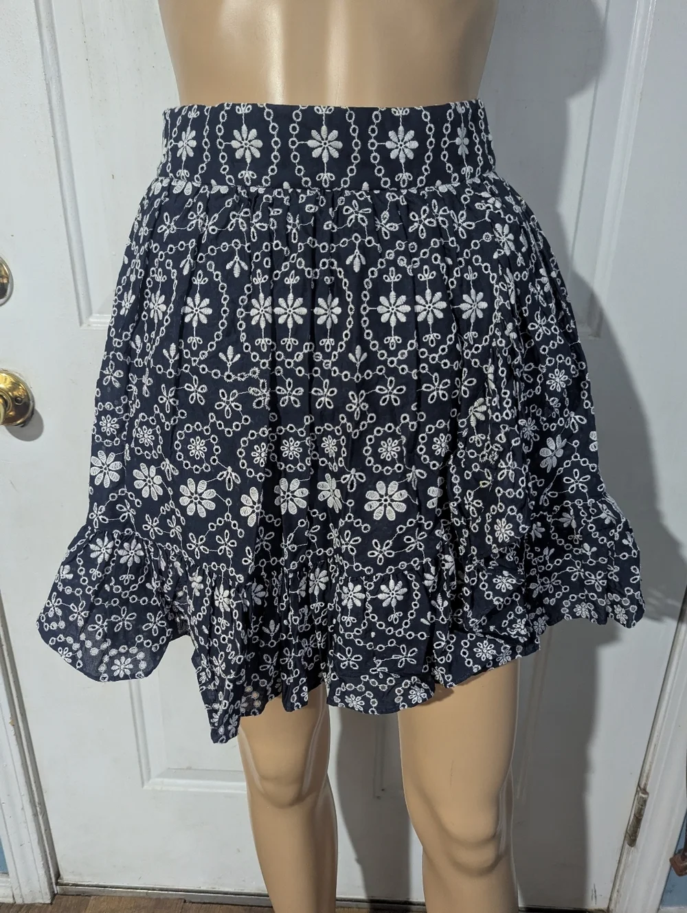 kate spade Navy Eyelet Faux-Wrap A-Line Skirt